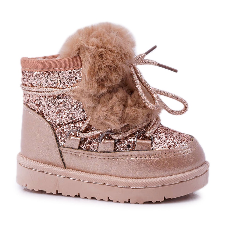 FRROCK Stivali Da Neve Per Bambini Con Pelliccia Champagne Minnie rosa