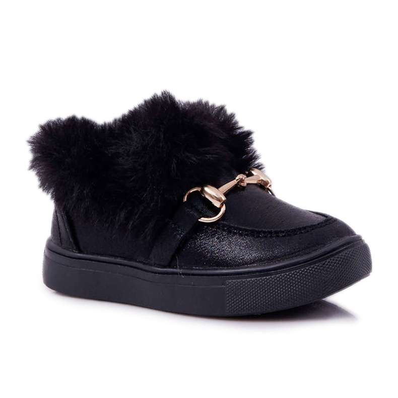Sneakers da bambino nere con pelliccia nero