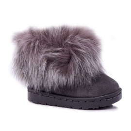 FRROCK Stivali Da Neve Per Bambini Con Pelliccia Grigio Piccola Volpe