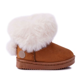 FRROCK Stivali da neve per bambini con pelliccia di cammello Kiks marrone