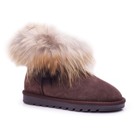 HAN Stivali Da Neve In Pelle Da Donna Mukluki Con Pelliccia Marrone Snow Fox