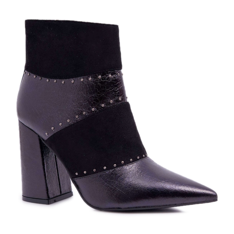 SEA Stivali Da Donna Con Tacco Alto Con Rivetti In Spitz RB21P Nero Yango