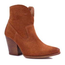 Stivali Donna Con Tacco Alto Pelle Scamosciata Cognac Nicole 2433 marrone