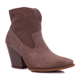 Stivali Donna Con Tacco Alto Camoscio Cappuccino Nicole 2433 marrone