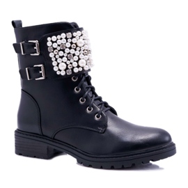FRID Stivali da donna con tacco piatto Military Black Bemmer nero