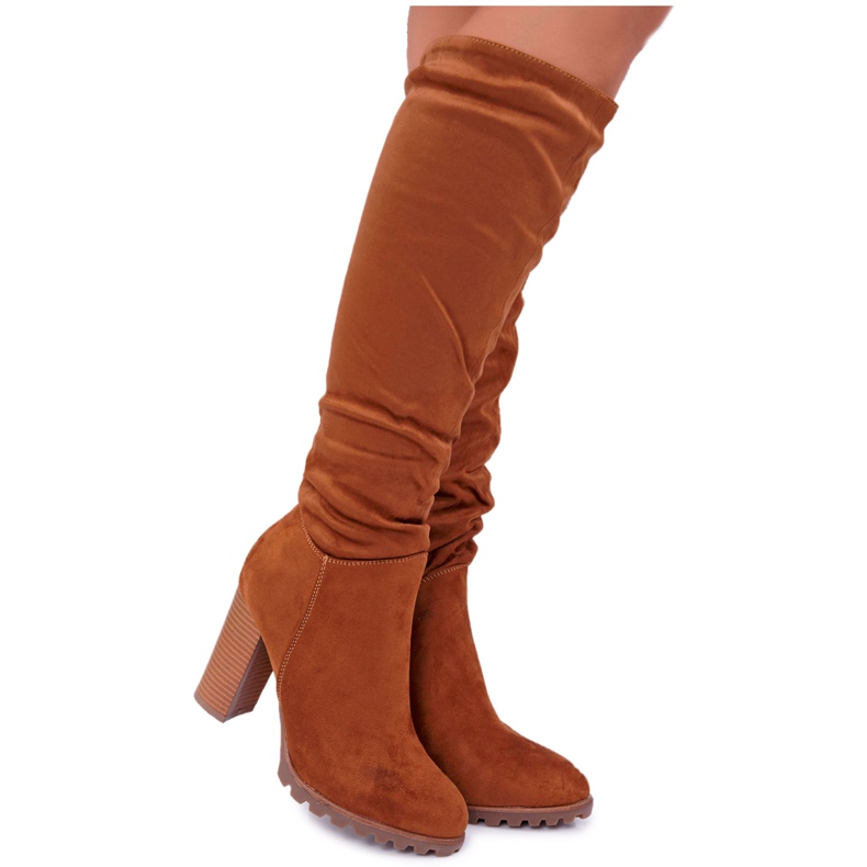 EVE Stivali Donna Con Tacco Camoscio Cammello Marion marrone