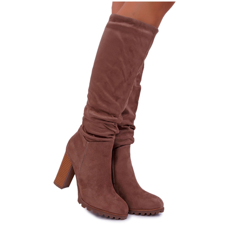 EVE Stivali Donna Con Tacco Camoscio Kaki Marion cachi