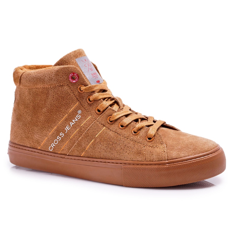Sneakers Uomo High Cross Jeans Pelle Scamosciata Cammello EE1R4054C marrone