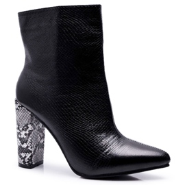 FJ1 Stivali Da Donna Con Tacco Alto Motivo Serpente Nero Vernel