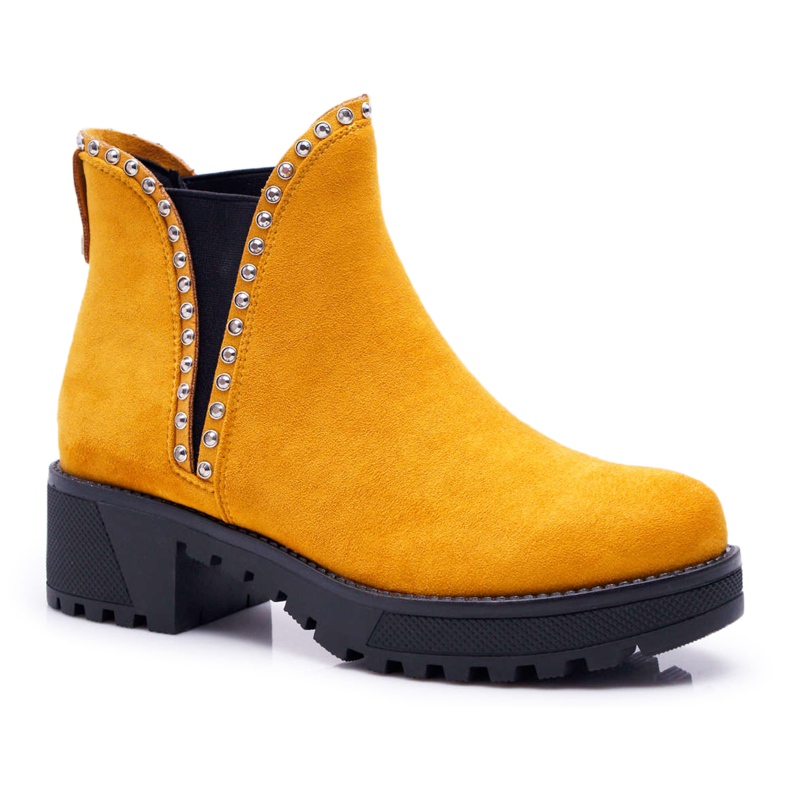FRBS Stivali Jodhpur Donna Con Cubic Zirconia Giallo Sissy