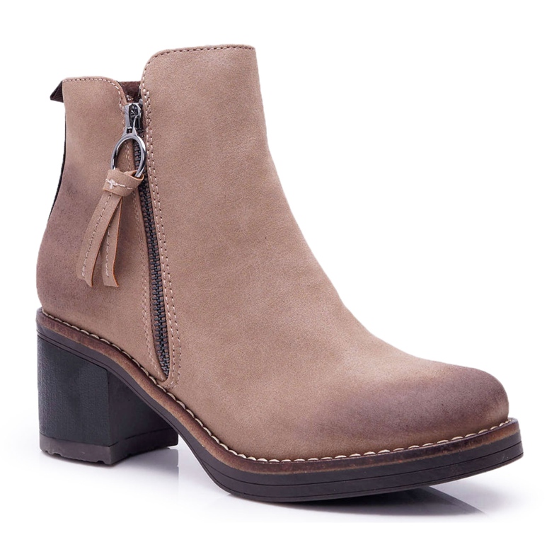 FRJEIN Stivali Da Donna Con Tacco Caldo Feltro Beige Delia