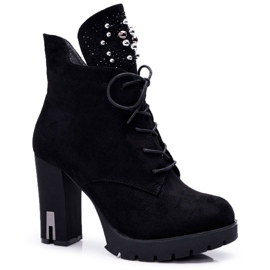 EVE Stivali Donna con Tacco e Plateau Scamosciato Nero Fieste