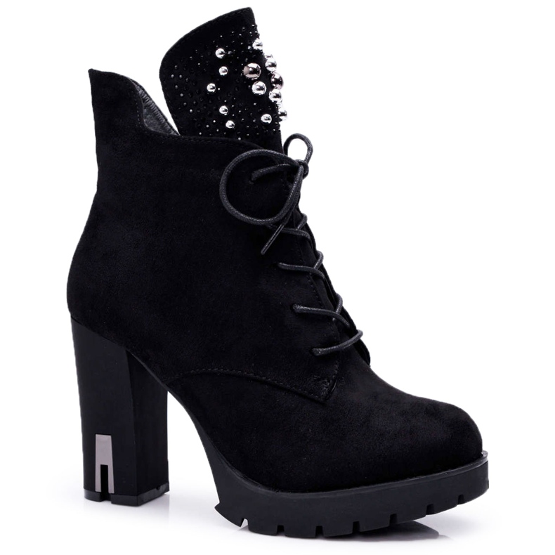 EVE Stivali Donna con Tacco e Plateau Scamosciato Nero Fieste