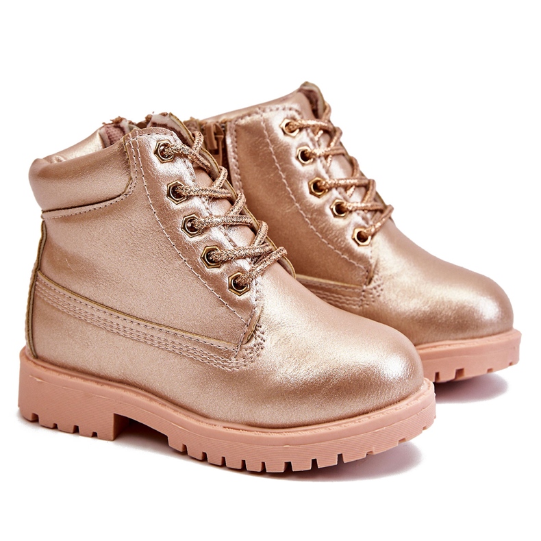 FRROCK Trappers per bambini Stivali caldi Champagne Dexter rosa rosa