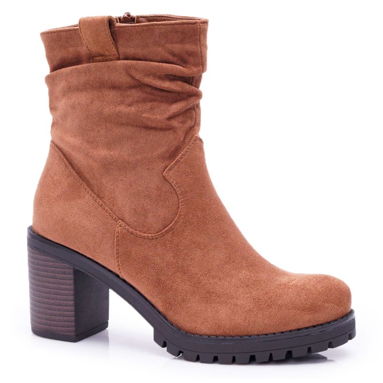 FB2 Stivali Con Tacco Donna Camoscio Cammello Celma marrone