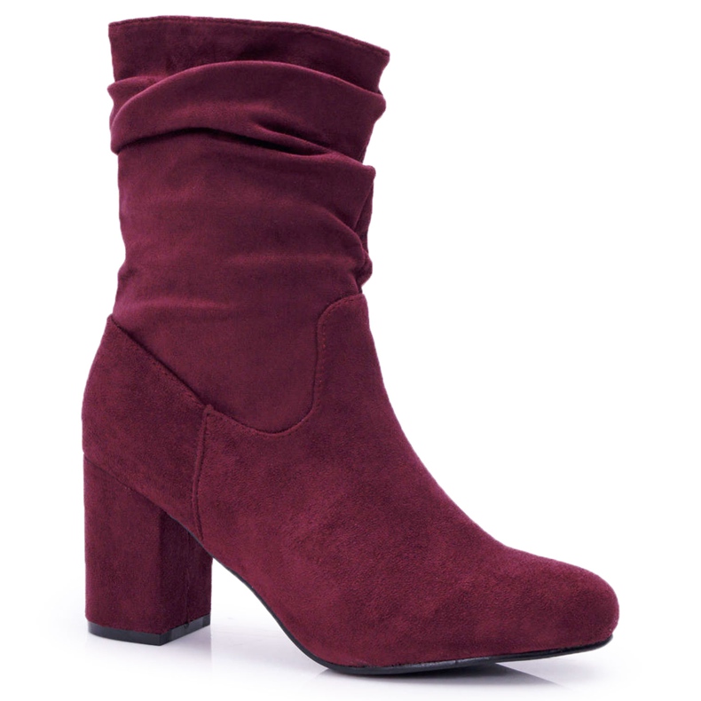 FRJ Stivali Da Donna Con Tacco Alto Camoscio Bordeaux Endless rosso