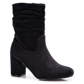 FRJ Stivali Donna Con Tacco Camoscio Nero Endless