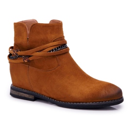 Vinceza Stivaletti da donna in pelle scamosciata con zeppa nascosta Camel Mirley marrone