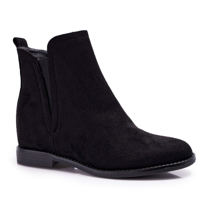 BUGO Stivali da donna con zeppa in camoscio nero Tema