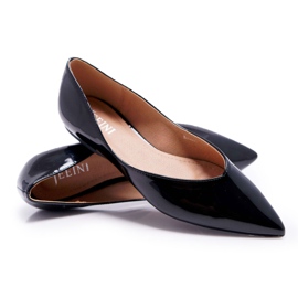 FRJEIN Ballerine da donna laccate in Spitz Black Tell Me nero