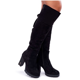EVE Stivali da donna con tacco in pelle scamosciata Warm Velkor nero