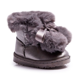FRROCK Stivali caldi per bambini Stivali da neve grigio scuro Roofy