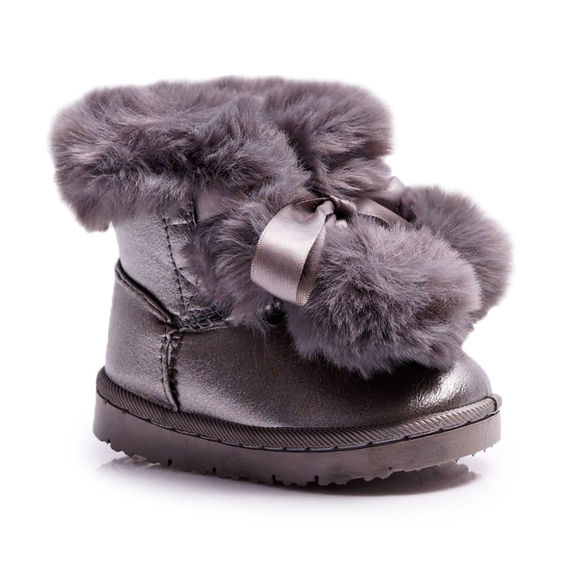 FRROCK Stivali caldi per bambini Stivali da neve grigio scuro Roofy
