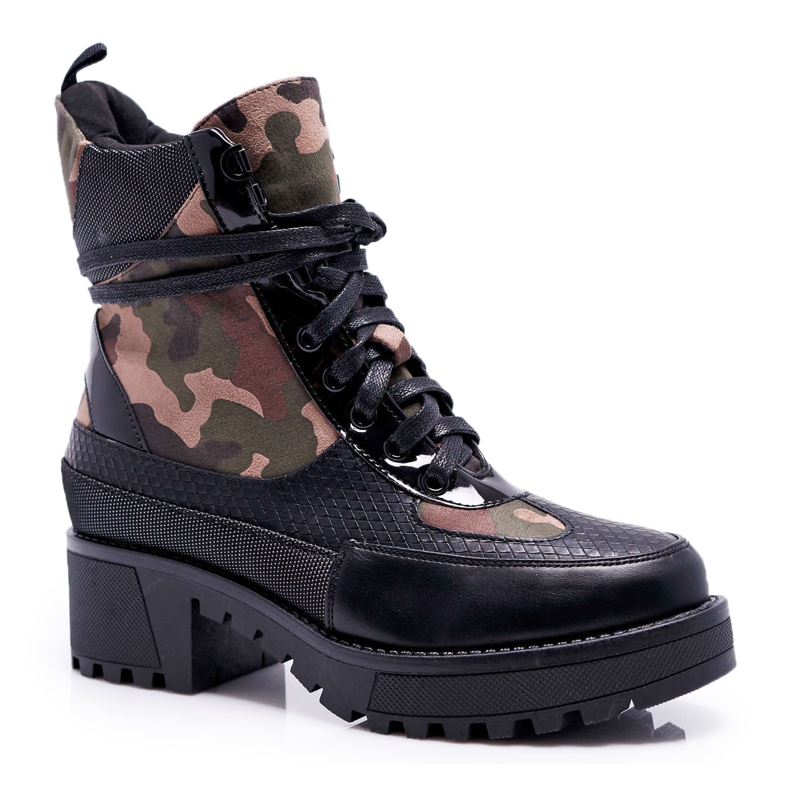 SEA Stivali Alti Donna Nero Camo Trapery Nemtere