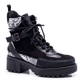SEA Stivali Alti Donna Snake Nero Nemtere