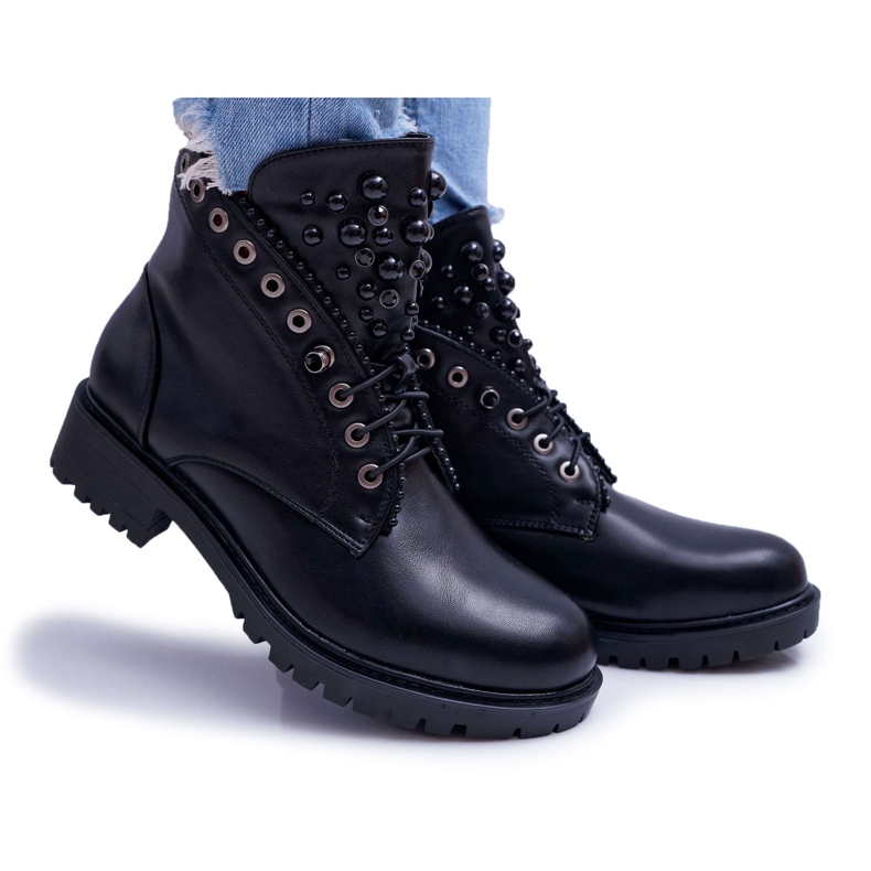 FRID Stivali da donna con perle Warm Black Memer nero