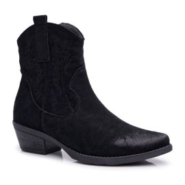 BUGO Stivali da cowboy da donna in pelle scamosciata neri Ferders nero