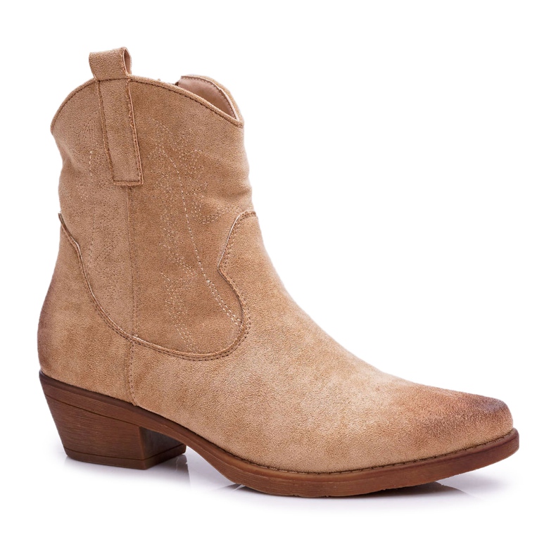 BUGO Stivali da cowboy da donna in camoscio beige Ferders
