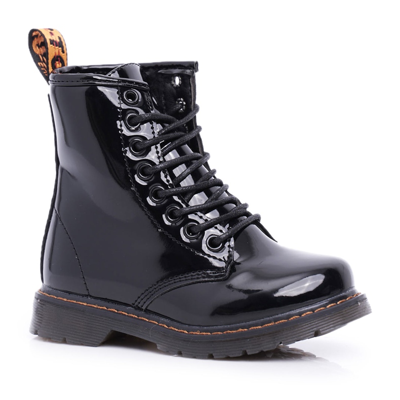 FRROCK Stivali per bambini Warm con cerniera Laccati Neri Goopy nero