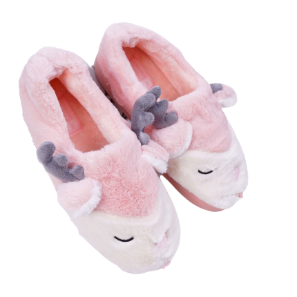 BUGO Pantofole da donna con pelliccia, renne, rose di renna rosa