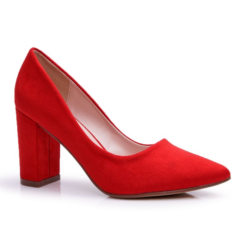 Pompe da donna sul pilastro di Suede Red rosso