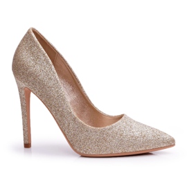 SEA Scarpe col tacco alto da donna con glitter dorati Vivien d'oro