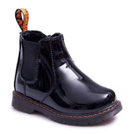 FRROCK Stivali per bambini Warm con cerniera Laccato Nero Gustro