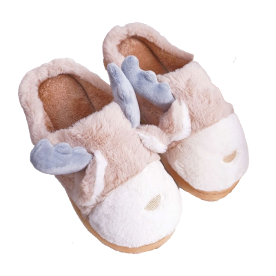 FRID Ciabatte Da Donna Con Pelliccia Beige Renna Deff