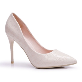 PS1 Tacchi a spillo da donna con stampa alligatore Beige Flop