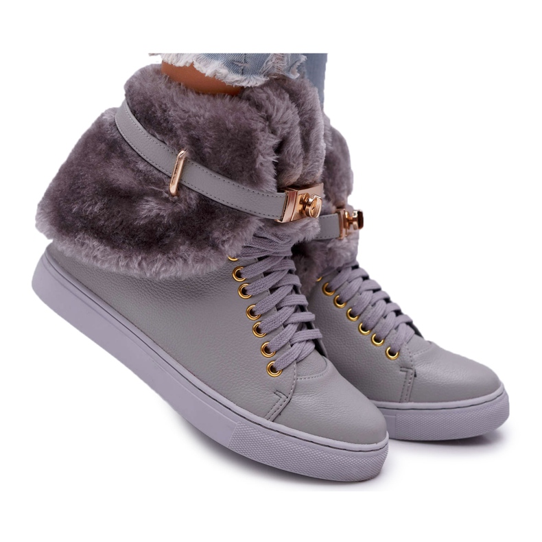 Lu Boo Stivali Grigi con Pelliccia Gisele grigio