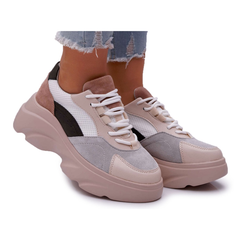 SEA Scarpe Sportive da Donna Suola Spessa Beige Cardamon
