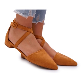 PS1 Ballerine da donna in pelle scamosciata color cammello Spitz Vontare marrone
