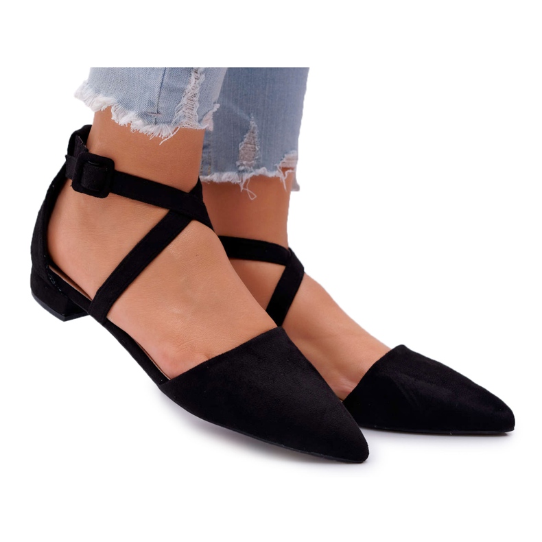 PS1 Ballerine in pelle scamosciata da donna in Spitz Black Vontare nero