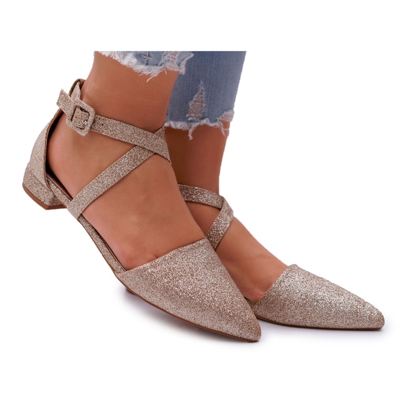 PS1 Ballerine Glitter da donna in Spitz Gold Vontare d'oro
