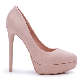 SEA Tacchi a spillo da donna in camoscio con plateau Beige Gervalo