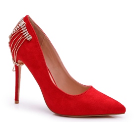 Décolleté da donna in camoscio rosso Pacardo