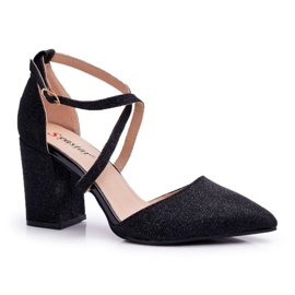 SEA Décolleté Da Donna Con Tacco Glitter Nero Perset multicolore