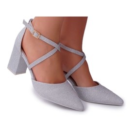 SEA Décolleté Da Donna Con Tacco Glitter Argento Perset grigio