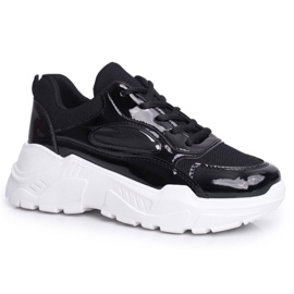 BUGO Scarpe Sportive da Donna Laccate Nere Wenson nero