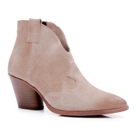 Nicole Stivali da donna in pelle beige con tacco Chavai